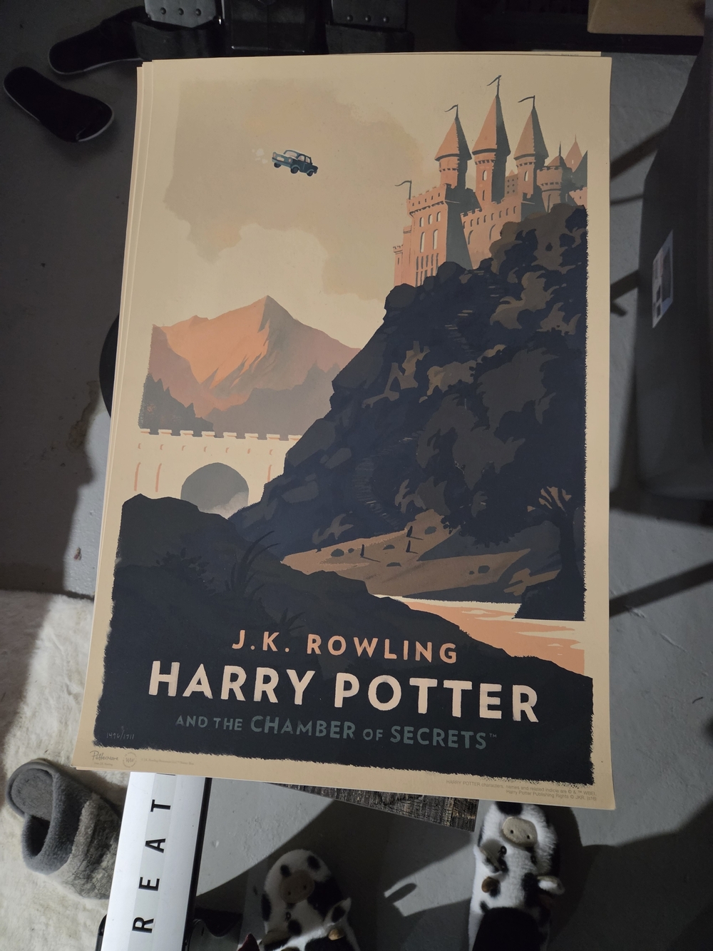 Harry Potter and the Chamber of Secrets Art Print - - Peach & Navy